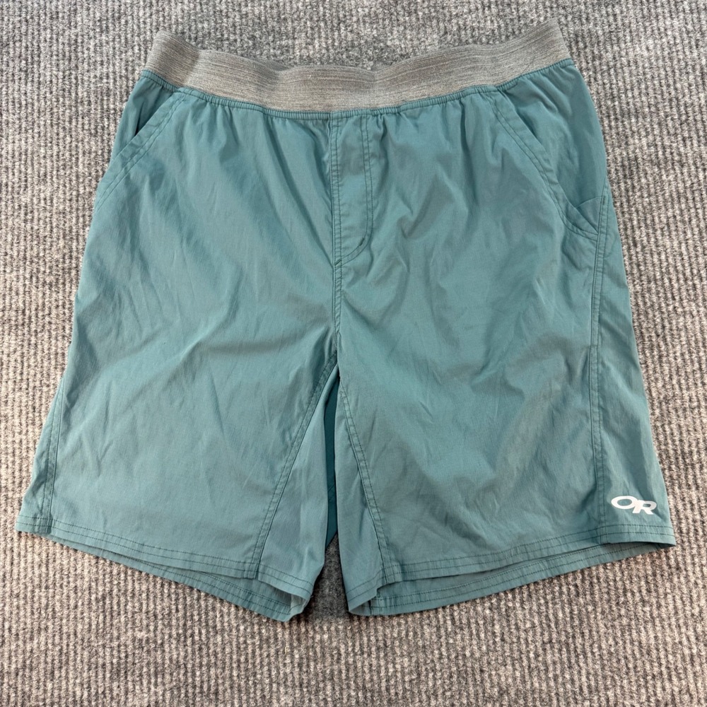 Outdoor Research Zendo Shorts Mens Large Blue Green Hiking 10 Inch 274432